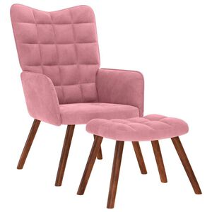vidaXL Relaxsessel mit Hocker Rosa Samt