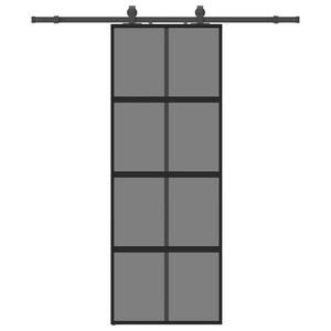 vidaXL Schiebet&uuml;r mit Beschlag Schwarz 76x205 cm Hartglas