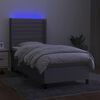 vidaXL Boxspringbett mit Matratze & LED Hellgrau 80x200 cm Stoff