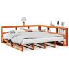 vidaXL Massivholzbett mit Regal ohne Matratze Wachsbraun 200x200 cm