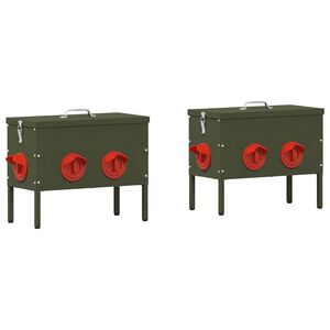 vidaXL H&uuml;hnerf&uuml;tterer 2 Olive Gr&uuml;n 41,5 x 20,5 x 33 cm 15 kg