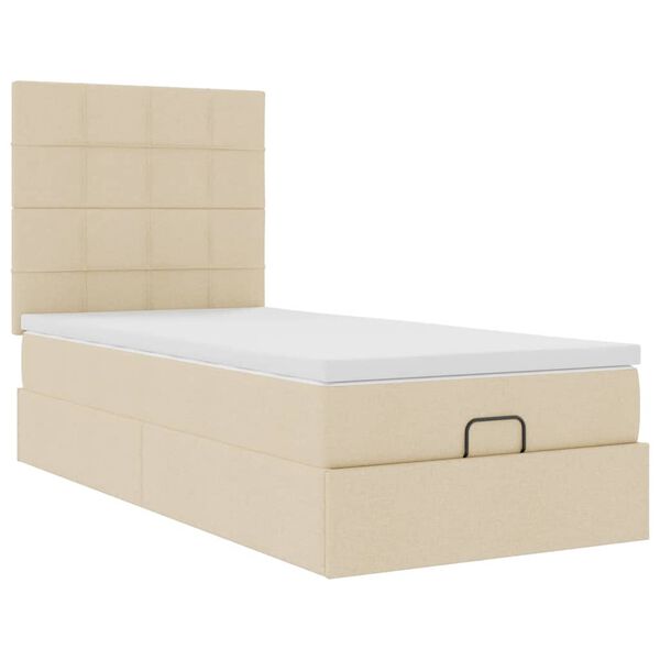 vidaXL Ottoman-Bett mit Matratze Creme 100x200 cm Stoff