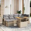 vidaXL 7-tlg. Garten-Sofagarnitur mit Kissen Beige Poly Rattan
