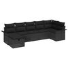 vidaXL Garten-Sofa-Set mit Kissen 7 pcs Schwarz Poly Rattan