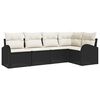vidaXL Garten-Sofa-Set mit Kissen 5 pcs Schwarz und Weiß Poly Rattan
