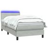 vidaXL Boxspringbett mit Matratze & LED Hellgrau 90x210 cm Samt