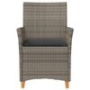 vidaXL Gartenstühle mit Kissen 2 Stk. Grau Poly Rattan Massivholz