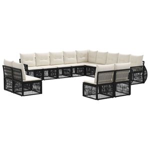 vidaXL Gartensofa-set 13 stk. Schwarz und Cremewei&szlig; Poly-Rattan
