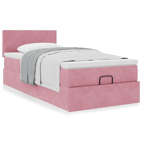 vidaXL Ottoman-Bett mit Matratze Rosa 100x200 cm Samt