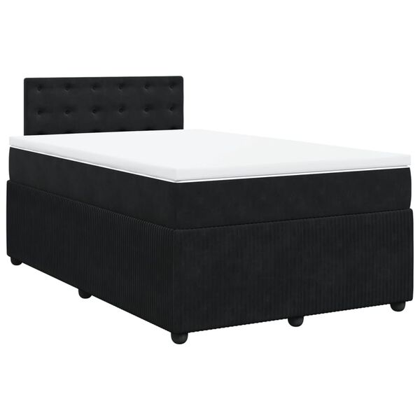 vidaXL Boxspringbett mit Matratze Schwarz 120x190 cm Samt