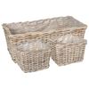 vidaXL Blumentopfkorb GENDT 3 stk. Nat&uuml;rliches Grau Kubu Rattan