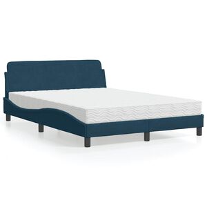 vidaXL Bett mit Matratze "Dover" Blau 120x200 cm Samt