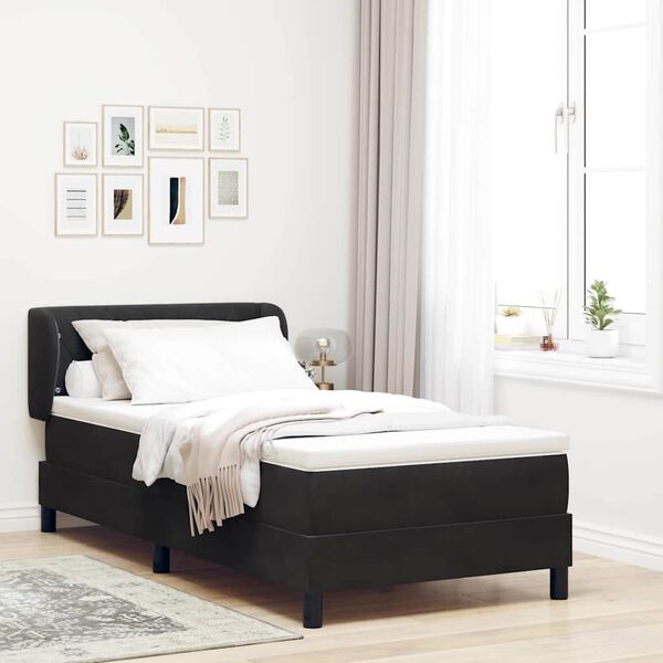 vidaXL Boxspringbett mit Matratze Schwarz 100 x 200 cm Samt