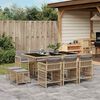 vidaXL 11-tlg. Garten-Essgruppe mit Kissen Beigemischung Poly Rattan
