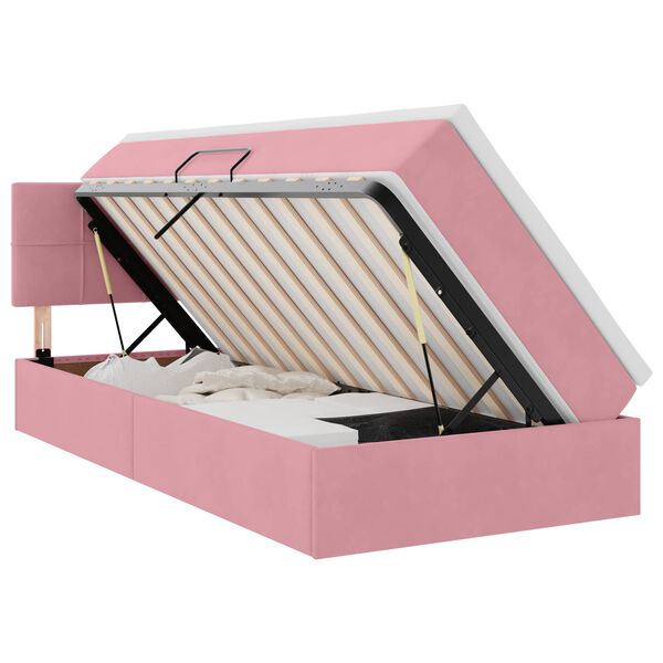 vidaXL Bett mit Stauraum und LED mit Matratze Rosa 90 x 190 cm Samt