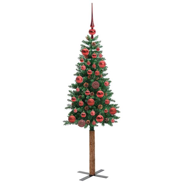 vidaXL Schlanker Weihnachtsbaum mit 150 LEDs mit Ständer Grün 150 cm