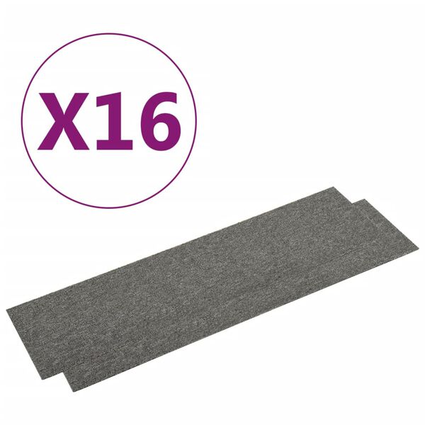 vidaXL Teppichfliesen 16 Stk. 4 m&sup2; 25x100 cm Grau
