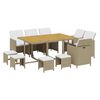 vidaXL 11-tlg. Garten-Essgruppe mit Kissen Poly Rattan Beige