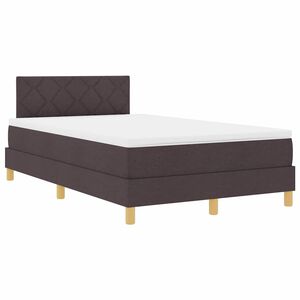 vidaXL LED Boxspringbett mit Matratze Dunkelbraun 120 x 190 cm Stoff