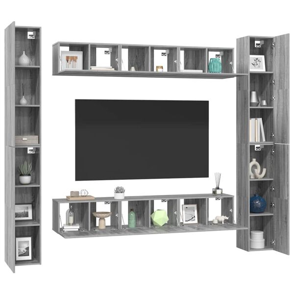 vidaXL 6-tlg. TV-Schrank-Set Grau Sonoma Holzwerkstoff