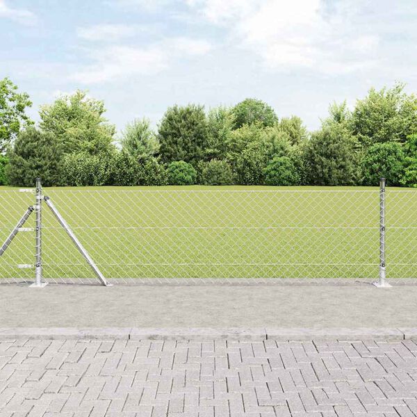 vidaXL Zaunpfosten Silber 25 x 0,6 m (60 x 60 mm Maschen) Stahl