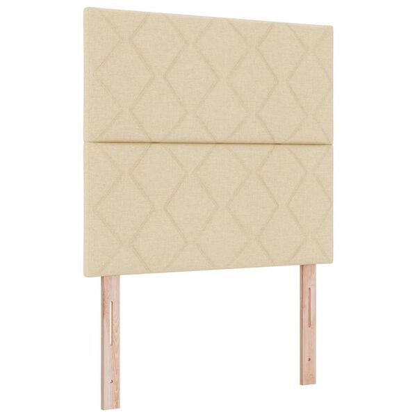 vidaXL LED Boxspringbett mit Matratze Creme 120 x 200 cm Stoff