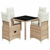 vidaXL 5-tlg. Garten-Bistro-Set mit Kissen Beige Poly Rattan