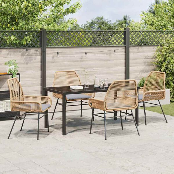 vidaXL Garten Essgruppe mit Kissen 5 pcs Braun Poly-Rattan