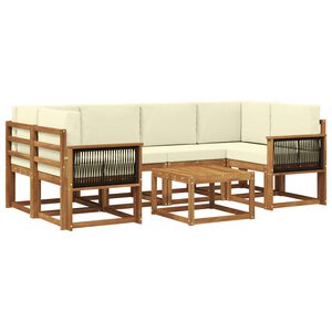 vidaXL Outdoor-Sofagarnitur mit Kissen 5 pcs Natur und Creme