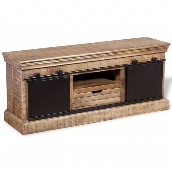 vidaXL TV-Schrank mit 2 Schiebetüren Massivholz Mango 110x30x45 cm