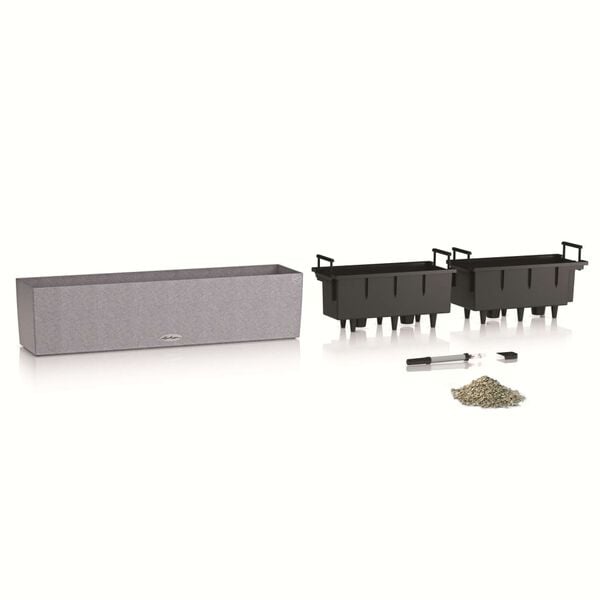 LECHUZA Blumenkasten BALCONERA Stone 80 ALL-IN-ONE Grau