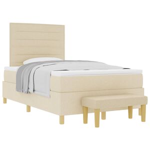 vidaXL Boxspringbett mit Matratze Creme 120 x 200 cm Stoff