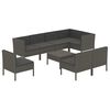 vidaXL 9-tlg. Garten-Lounge-Set mit Auflagen Poly Rattan Grau