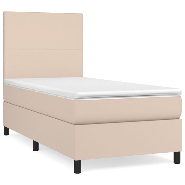 vidaXL Boxspringbett Matratze Cappuccino-Braun 100x200cm Kunstleder