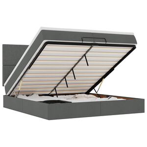 vidaXL Ottoman-Bett mit Matratzen & LEDs Dunkelgrau 200x200 cm Stoff