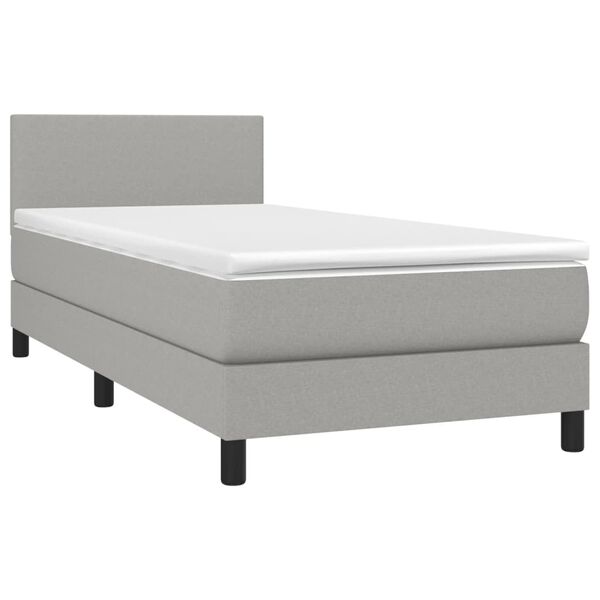 vidaXL Boxspringbett mit Matratze Hellgrau 80x200 cm Stoff