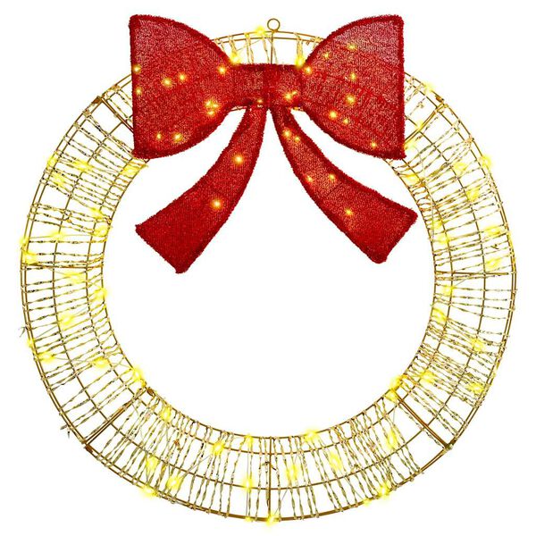 vidaXL Kranz mit 80 LEDs Warmwei&szlig; 91 x 91 x 9 cm PET