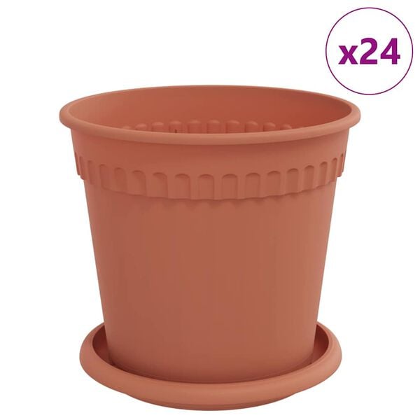 vidaXL Blument&ouml;pfe 24 pcs Ziegelrot &Oslash; 17 x 14 cm Kunststoff