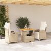 vidaXL 3-tlg. Garten-Essgruppe mit Kissen Beige Poly Rattan
