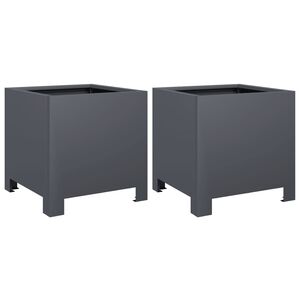 vidaXL Pflanzk&uuml;bel 2 Stk. Anthrazit 30x30x30 Stahl