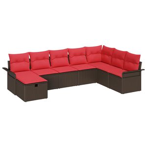 vidaXL Gartensofa-set mit Kissen mit Speicher 8 pcs Poly Rattan