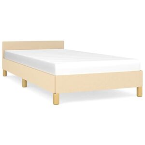vidaXL Bettgestell mit Kopfteil ohne Matratze Creme 90x190 cm Stoff