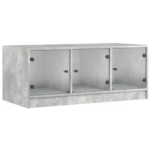 vidaXL Couchtisch mit Glast&uuml;ren Betongrau 102x50x42 cm