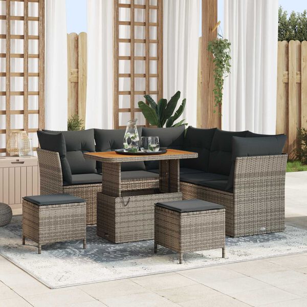 vidaXL Gartensofa-set 8 pcs Grau Poly-Rattan