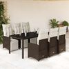 vidaXL 7-tlg. Garten-Bistro-Set mit Kissen Braun Poly Rattan