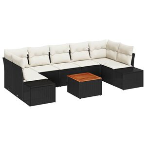 vidaXL Gartensofa-set mit Kissen 8 pcs Schwarz Poly-Rattan