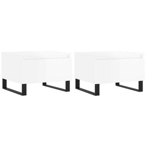 vidaXL Couchtische 2 Stk. Hochglanz-Wei&szlig; 50x46x35 cm Holzwerkstoff