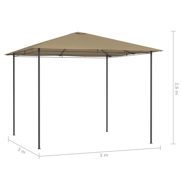 vidaXL Pavillon 3x3x2,6 m Taupe 160 g/m²