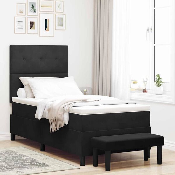 vidaXL Boxspringbett mit Matratze Schwarz 80 x 200 cm Samt