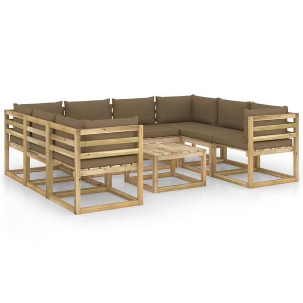 vidaXL 9-tlg. Garten-Lounge-Set mit Kissen Impr&auml;gniertes Kiefernholz